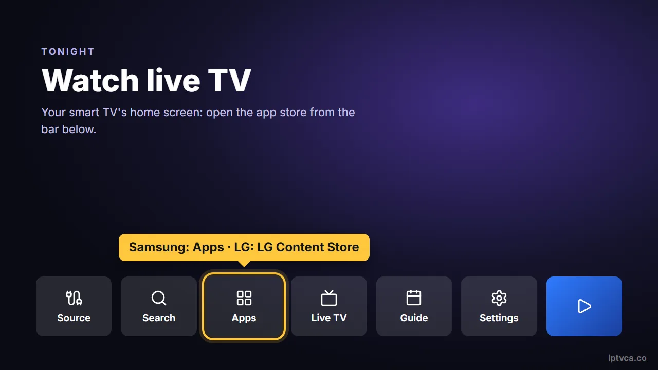 Smart TV home bar with Apps selected (LG Content Store on LG TVs)